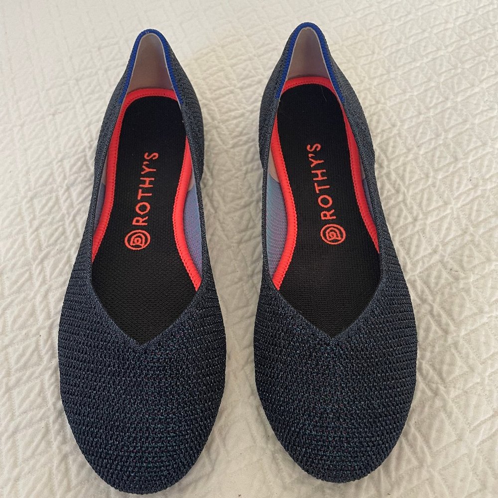 Rothy’s Special Edition Metallic Blue Lattice Flats size 10